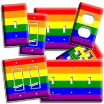 COLORFUL RAINBOW FLAG LIGHT SWITCH DECORATIVE OUTLET WALL PLATES ROOM HO... - $11.03+