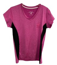 Beverly Hills Polo Club T shirt Womens  Size M Athletic Pink Black V Neck - £5.70 GBP