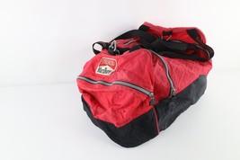 Vintage 90s Marlboro Distressed Spell Out Handled Duffel Bag Carry On Red - $37.83
