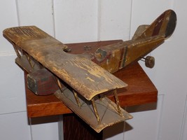 Vintage Wooden Toy Single Engine Bi-Plane - $118.80
