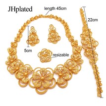 Hawaiian fashion gold plated bridal Jewelry sets necklace earrings bracelet ring - £35.36 GBP