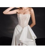 Strapless Thigh-High Slit Dress Hip-wrapped Skirt with A Long Train Form... - $178.00