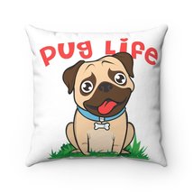 Pug Throw Pillow, Spun Polyester Square Pillow - £13.44 GBP+