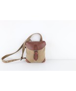 Vintage 90s Streetwear Canvas Leather Crossbody Shoulder Bag Carry On Brown - €51,85 EUR