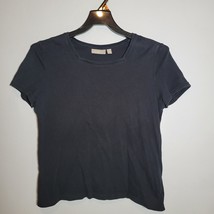 Croft and Barrow Womens Shirt Large Black Short Sleeve Round Neck - £12.03 GBP
