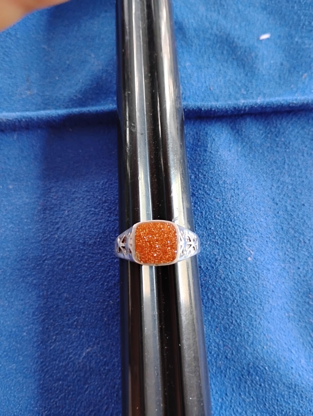 925 Sterling Silver Saudi Arabia Emblem Goldstone Ring SZ 9.5 Free Shipping Item image 4