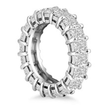 14k white gold emerald cut diamond eternity ring/ 6 carat diamond wedding band - $26,146.00+