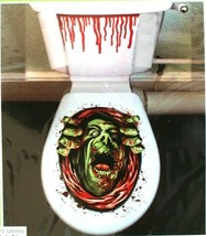 Haunted House Blood Monster-ZOMBIE Ghoul Toilet COVER-Halloween Party Decoration - £2.25 GBP