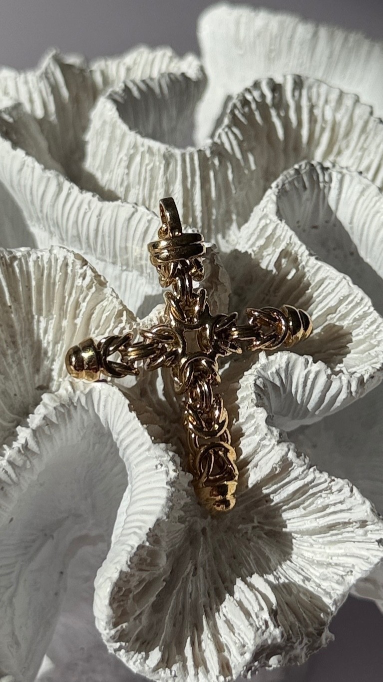 Italy 925 Sterling Silver Gold Plated Cross Pendant Item image 6