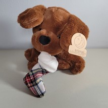 Dog Plush With Stocking in Mouth New With Tags 8&quot; Tall Stuffed Animal Adventure - $13.99