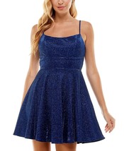 CITY STUDIOS Juniors&#39; Metallic Fit &amp; Flare Dress Navy/Royal Size 9 $79 - £26.90 GBP