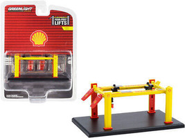 Adjustable Four-Post Lift Shell Oil Yellow Four-Post Lifts Series 1 1/64 Diecast - $16.39
