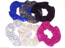 Hair Scrunchie Sequin Dots Fabric Scrunchies by Sherry Sparkle Dancers 25 Colors - £6.07 GBP