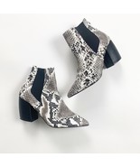 Lulus Womens Ankle Booties Black Size 6.5 Snakeskin Pointed Block Heels - $20.87