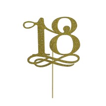 Gold Glitter Number 18 Cake Topper Decoration - Happy 18Th Birthday Ca - £11.62 GBP