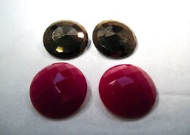 Vintage Faceted Cherry Red &amp; Gold Milk Glass Earrings - Lot of 2 - K378 - £38.66 GBP