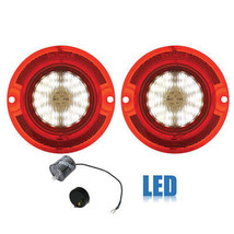 63 Chevy Impala Red LED Rear Tail Back Up Light Lens Lenses w/ Fasher Pair 1963 - £81.49 GBP