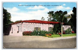 Ramonas Marriage Place Old Town San Diego California CA Linen Postcard C20 - £1.54 GBP