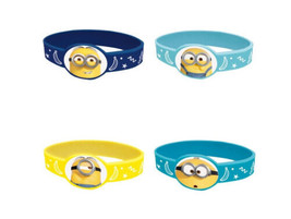 Minions Stretchy Party Bracelets - Child Size, 4 Pcs Blue Yellow - £4.66 GBP