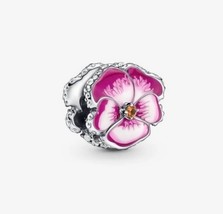New Pandora Pink Pansy Flower Charm - £35.96 GBP