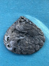 Finely Carved Gray PEACOCK Bird Teardop Shapes Stone Pendant or Other Us... - £26.70 GBP