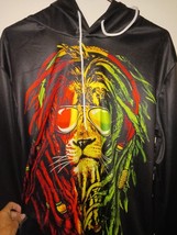 Hoodie Men&#39;s 2X Black Long Sleeve Lion Print Outdoor Activewear (TTT) - £19.46 GBP