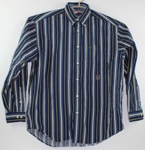 Tommy Hilfiger Mens Medium Blue Vertical Stripe Long Sleeve Button Front Shirt - $18.72