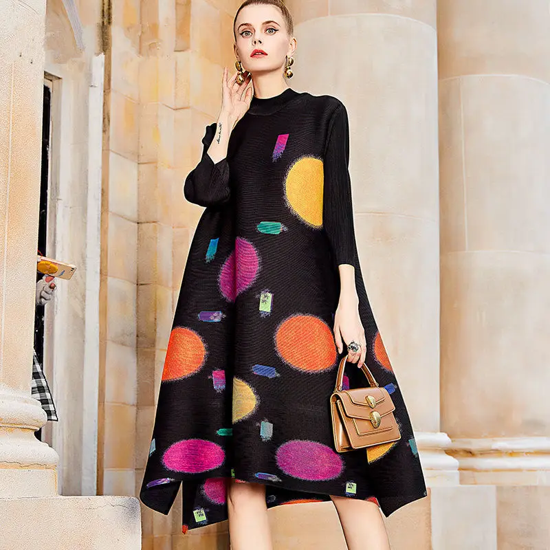 Europear goods wave point printed dress 2023 spring and autumn new high-end larg - £79.12 GBP