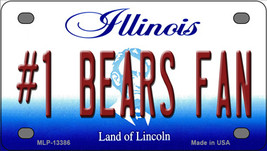 Number 1 Bears Fan Illinois Novelty Mini Metal License Plate Tag - £11.76 GBP
