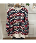 Vintage 80s 90s Jos A Bank Bold Fair Isle Cotton Sweater XL - €23,48 EUR