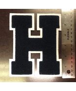 Varsity Letter H School Letterman Navy Chenille Patch on White Felt 6" H... - $8.00