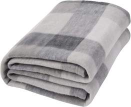 - 50&quot; X 60&quot; Dreamscene Grey Plaid Check Fleece Blanket Super Soft Lightweight - £28.79 GBP