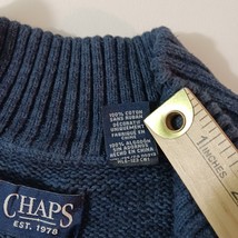 Chaps Men’s Cotton Blue 1/4 Button Pullover Sweater VGUC Elbow Patches Size XL image 4
