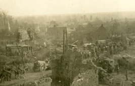 WWI German Army Hospital Helmets Soldiers Ruins Battlefield RPPC Postcard - £64.05 GBP