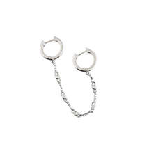 Anyco Earrings Sterling Silver Creative Bohemian Cuban Link Chain Pave Zircon - £28.01 GBP