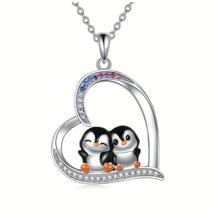 Heart Shaped Penguin Pendant Necklace - New - £13.56 GBP