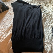 Massimo Dutti Slick Black Onyx Off The Shoulder Silk Wool Blend Dress Size L - £19.55 GBP