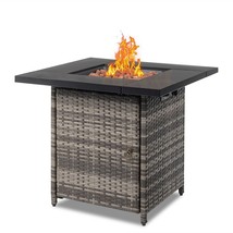 28-Inch Fire Table,50000 BTU Gas Firepit with Volcanic Stone Black - $318.09