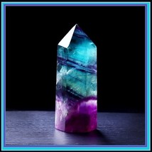 Natural Fluorite Hexagonal Crystal Column Healing Wand and Crystal Point  - $38.95