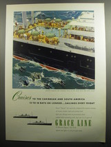 1951 Grace Line Cruise Ad - Spacious outdoor tiled swimming pools - $18.49