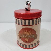 Vintage Farmhouse Flour Canister 6.5x4.5 Inch Ceramic w/ Cow Handle - £18.05 GBP
