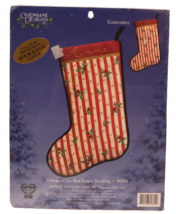 Candamar Embroidery Kit Tidings of Joy Red Stripes Stocking Christmas 80... - $11.84