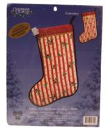 Candamar Embroidery Kit Tidings of Joy Red Stripes Stocking Christmas 80... - £9.35 GBP