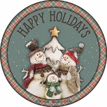 Happy Holidays Snowman Novelty Circle Coaster Set of 4 - £15.76 GBP