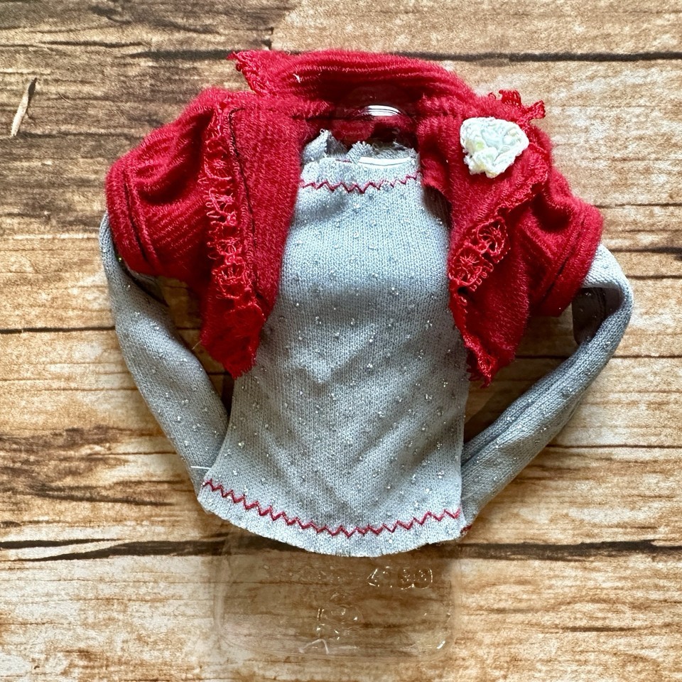 Fashion Fever L3369 Barbie Doll Red Cardigan Jacket + Grey Glitter Shirt... - $19.79