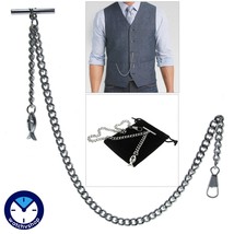 Silver Color Albert Chain Pocket Watch Chain Men Fob Chain Cross Fish Fo... - £14.07 GBP