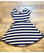 Girl&#39;s Pinky Striped Navy Skater Dress, Small - $5.94