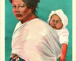 Vintage Linen Postcard Cherokee Mother Carrying Baby Western North Carolina - $3.71