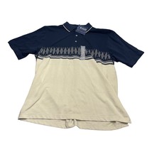 Grand Slam Polo Shirt Men Medium Blue Ivory Printed Cotton Collared Shor... - $24.18