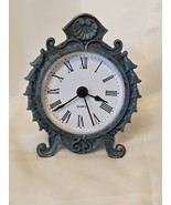 NIKKY HOME Baroque Style Pewter Quartz Small Round Table Clock with 3.12... - $31.97 CAD